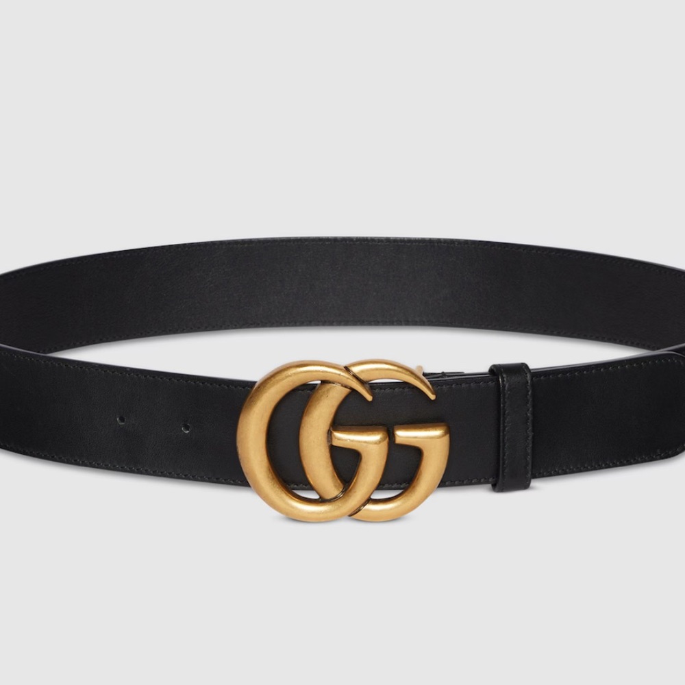 Gucci Black Belt with Gold GG Emblem